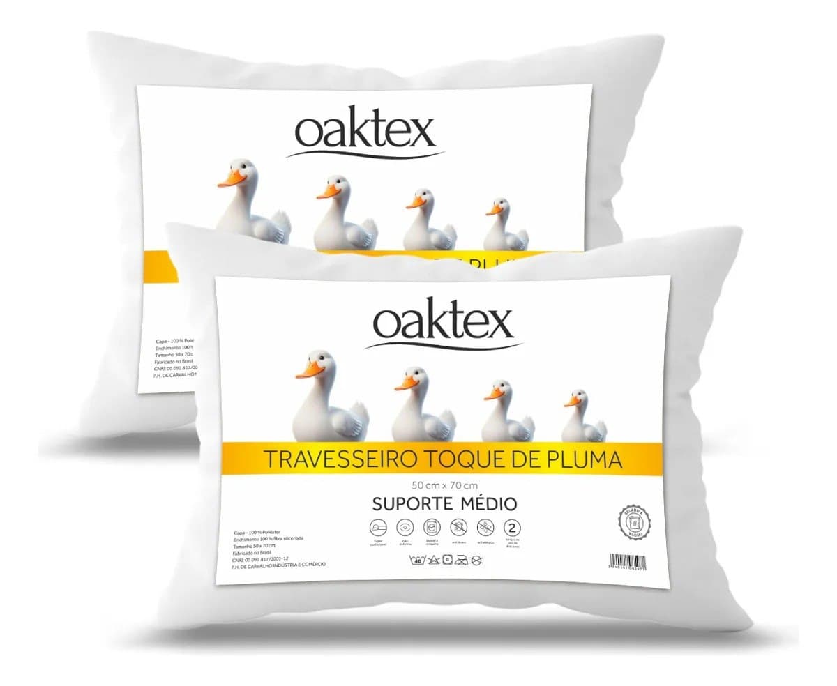 Kit 2 Travesseiros 45x65 Antialérgico Lavável