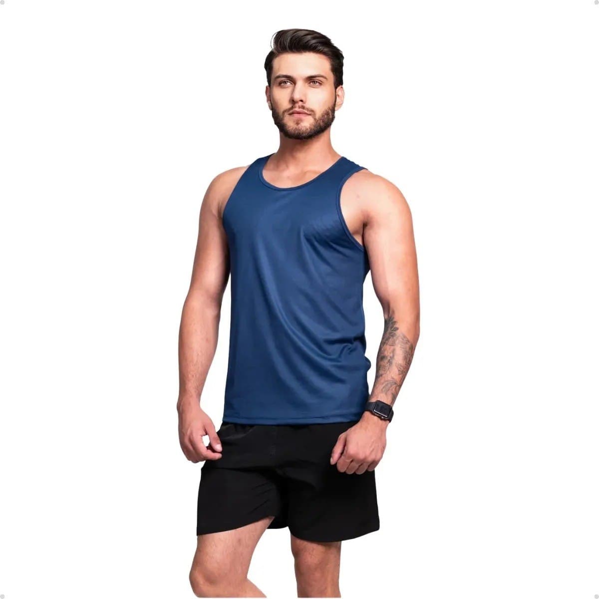 Kit 5 Camisetas Regata Masculina Lisa Básica